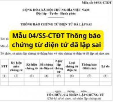 Mẫu 04/SS-CTĐT Thông báo chứng từ điện tử đã lập sai