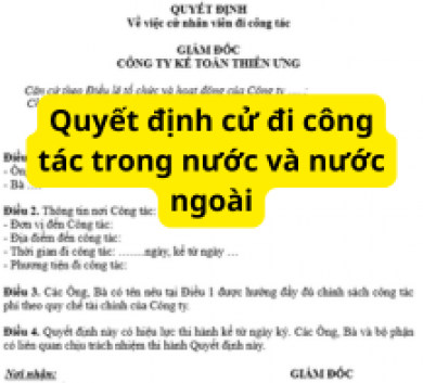 Quyết định cử đi công tác trong nước và nước ngoài