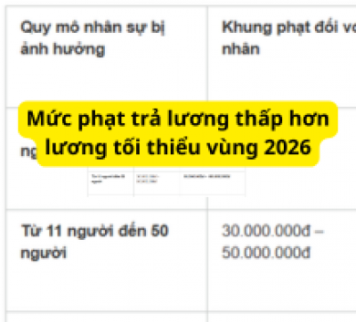 Mức phạt trả lương thấp hơn lương tối thiểu vùng 2026