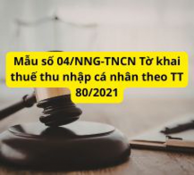 Mẫu số 04/NNG-TNCN Tờ khai thuế thu nhập cá nhân theo TT 80/2021