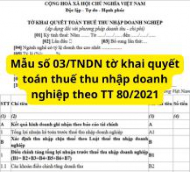 Mẫu số 03/TNDN tờ khai quyết toán thuế thu nhập doanh nghiệp theo TT 80/2021