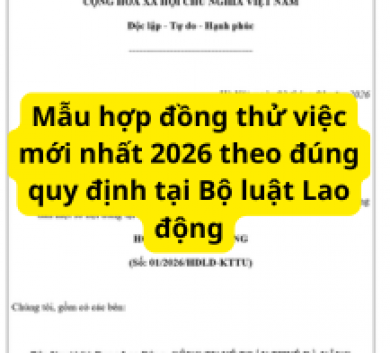 Mẫu hợp đồng thử việc mới nhất 2026 theo đúng quy định tại Bộ luật Lao động