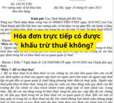 Hóa đơn trực tiếp có được khấu trừ thuế không?