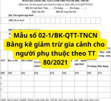 Mẫu số 02-1/BK-QTT-TNCN Bảng kê giảm trừ gia cảnh cho người phụ thuộc theo TT 80/2021
