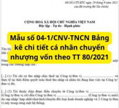 Mẫu số 04-1/CNV-TNCN Bảng kê chi tiết cá nhân chuyển nhượng vốn theo TT 80/2021