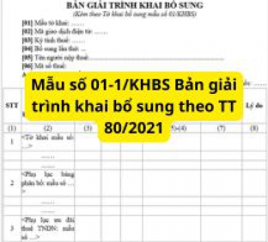 Mẫu số 01-1/KHBS Bản giải trình khai bổ sung theo TT 80/2021