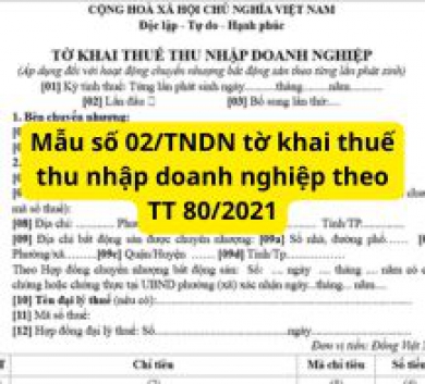Mẫu số 02/TNDN tờ khai thuế thu nhập doanh nghiệp theo TT 80/2021