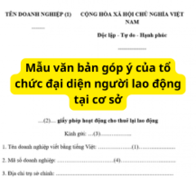 Mẫu văn bản góp ý của tổ chức đại diện người lao động tại cơ sở