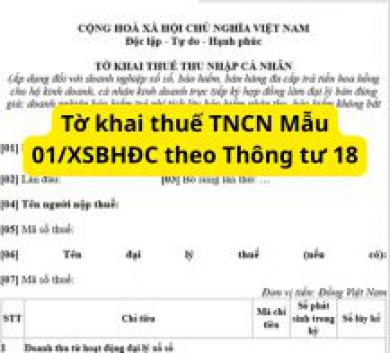 Tờ khai thuế TNCN Mẫu 01/XSBHĐC theo Thông tư 18