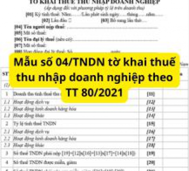 Mẫu số 04/TNDN tờ khai thuế thu nhập doanh nghiệp theo TT 80/2021