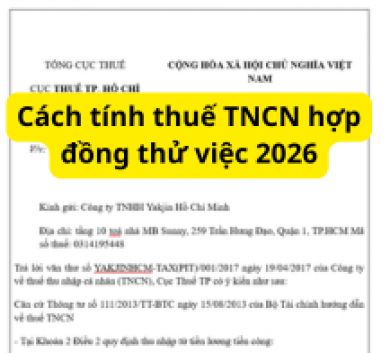 Cách tính thuế TNCN hợp đồng thử việc 2026