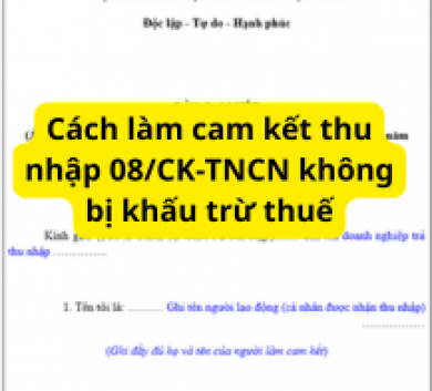 Cách làm cam kết thu nhập 08/CK-TNCN không bị khấu trừ thuế
